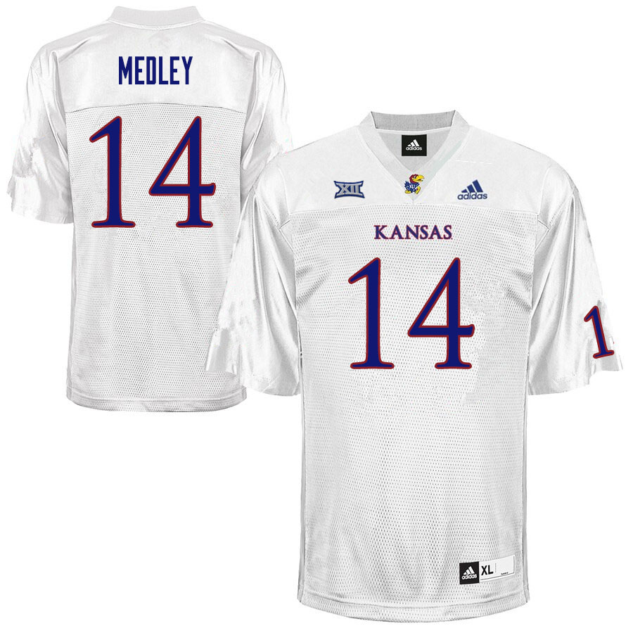 Men #14 Jordan Medley Kansas Jayhawks College Football Jerseys Sale-White